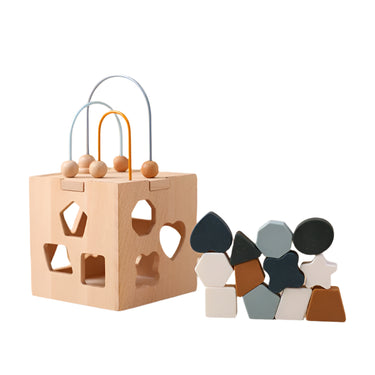 GeoPlay | Reconocimiento de formas y diversión - Bloque de clasificación de madera y silicona con formas geométricas